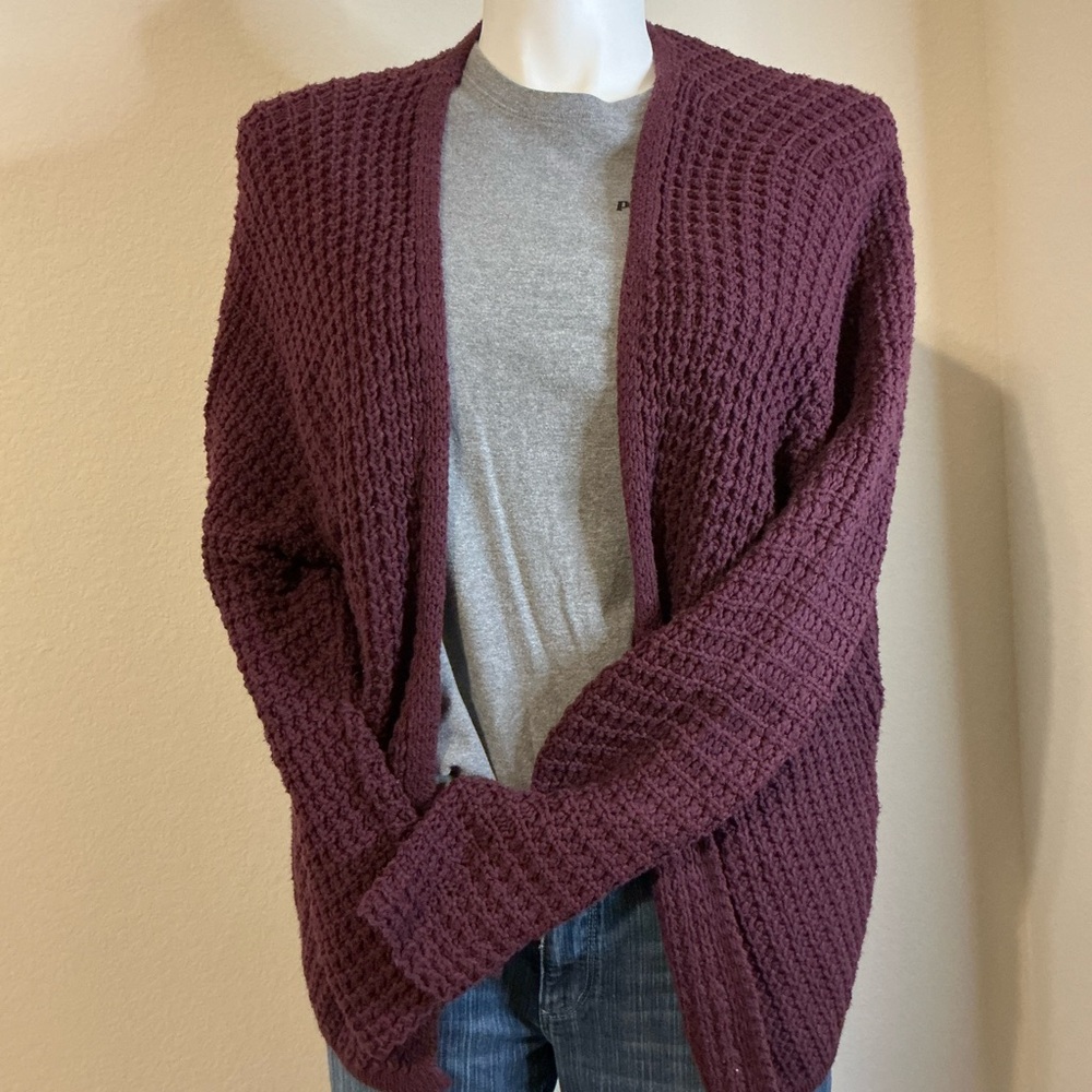 La Hearts Maroon Knit Cardigan Sweater